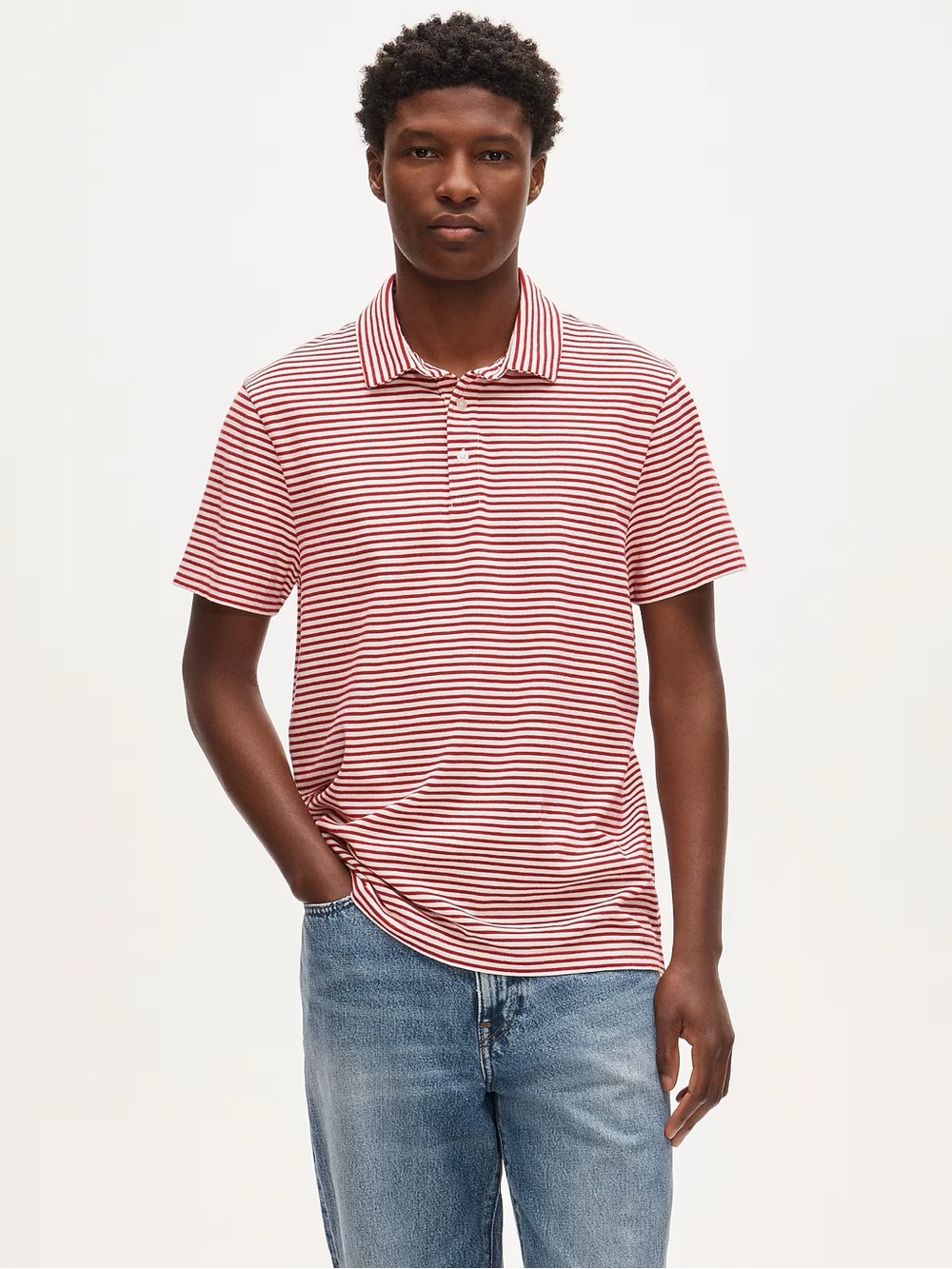 J. Crew Red and White Striped Polo